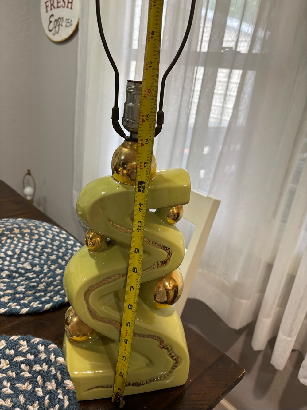 Stunning Art Deco Vintage Retro Ceramic Lamp Base in Chartreuse - Picture 16 of 16